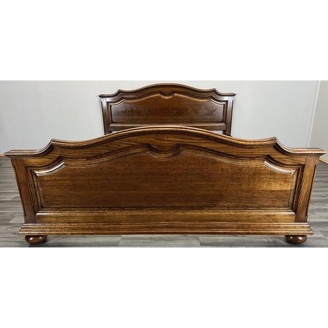 Vintage French Style King Size Bed Frame in Oak For Sale - Image 3 of 13