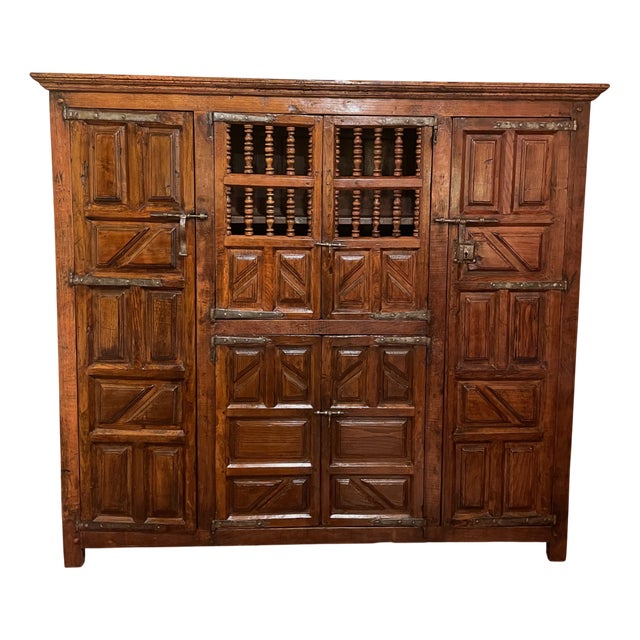 Large Spanish Renaissance Oak 6-Door Cabinet, 17th Century For Sale
