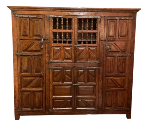 Large Spanish Renaissance Oak 6-Door Cabinet, 17th Century