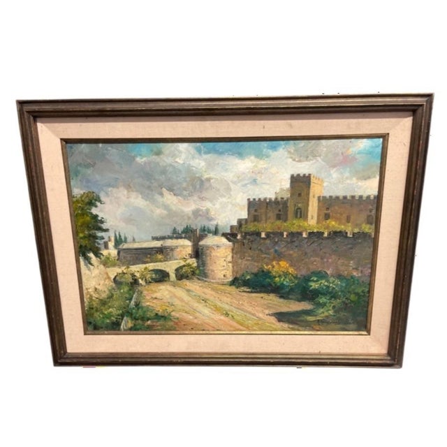 1960s 1960s Painting - Oil on Canvas Fortress Landscape by A. Karasylionis For Sale - Image 5 of 12