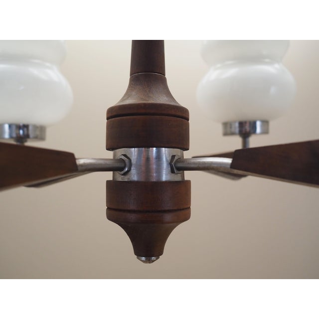 Brown Vintage Danish Wooden Chandelier, 1970s For Sale - Image 8 of 11