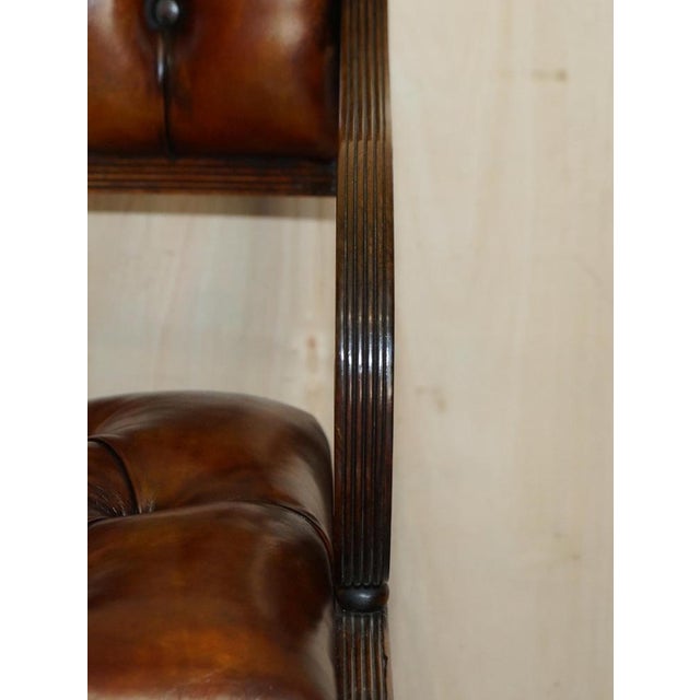 Brown Metamorphic Leather Library Armchair Steps attributed to Gillows, 1810s For Sale - Image 8 of 18