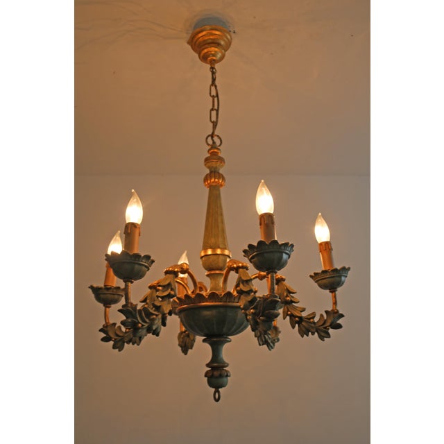 Hand-Carved Florentine Chandelier, 1970 For Sale - Image 4 of 13