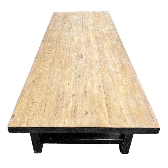 Mid 20th Century Vintage Salvaged Black Leg Dining Table For Sale - Image 5 of 10