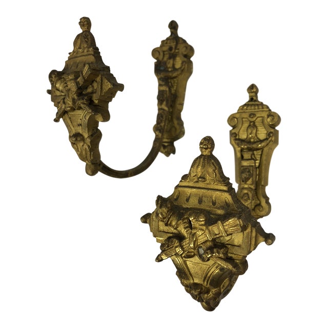 French Antique 19th Century Gilded Bronze Curtain Tie Backs or Hooks a Pair Chairish