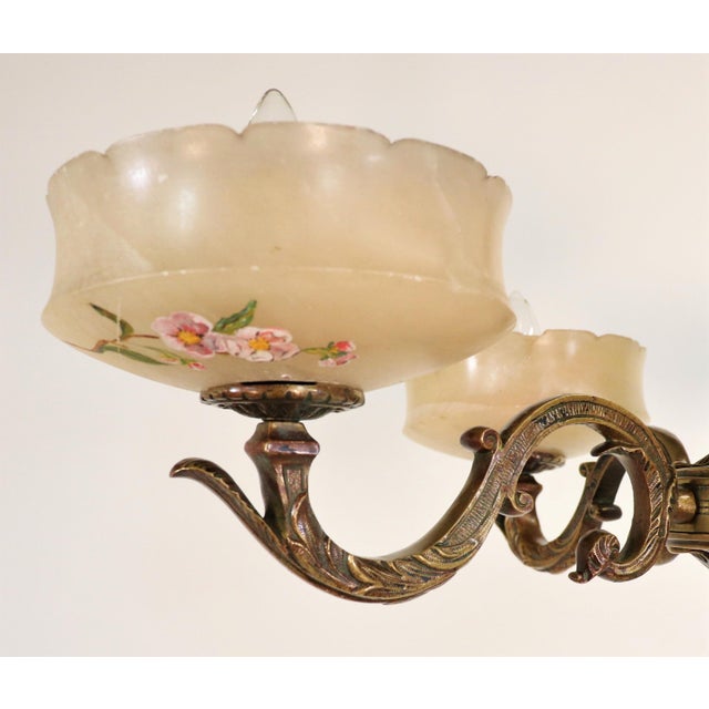 Early 20th Century French Neoclassical Style Bronze and Alabaster Chandelier For Sale - Image 4 of 12