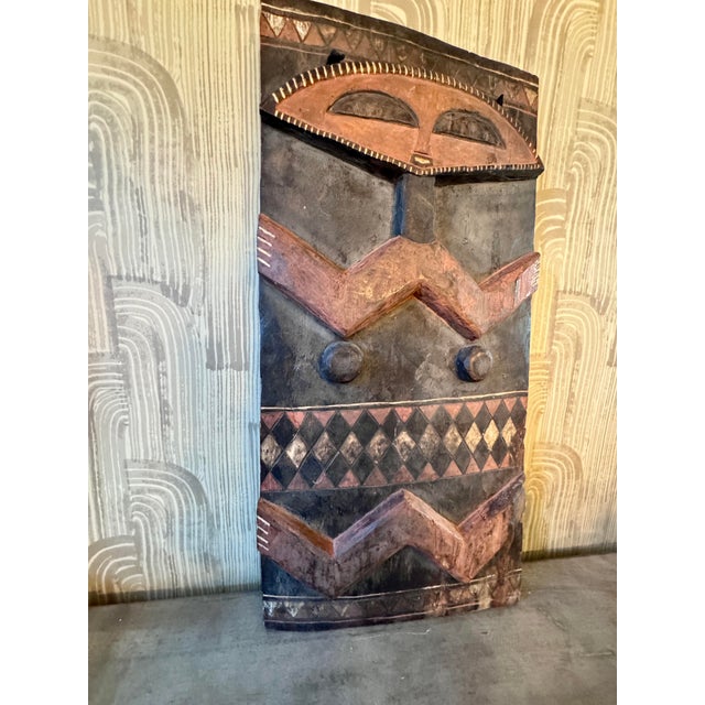 Late 20th Century Pende Style African Polychrome Carved Wood Figural Wall Panel For Sale - Image 5 of 10