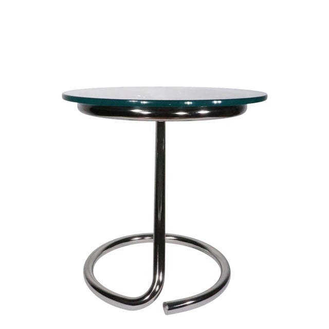 Chrome Mid Century Space Age Chrome Base Glass Top Table C. 1960/70's For Sale - Image 8 of 14
