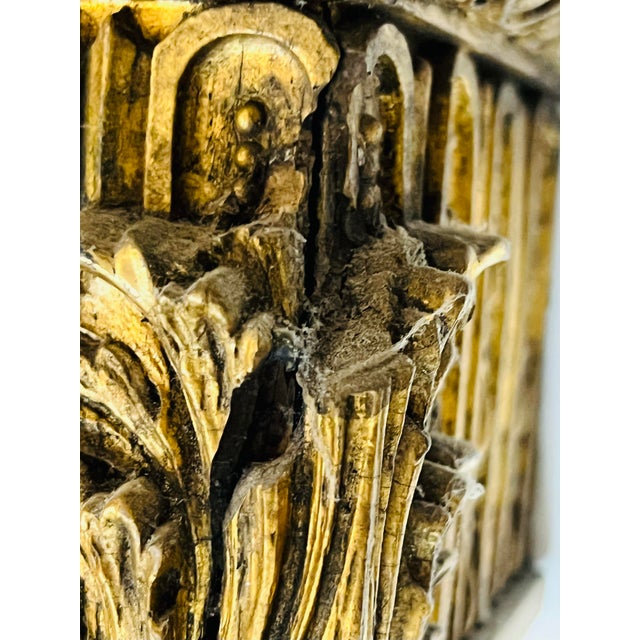 Antique French Guilded Gold Carved Wood Canopy Crown Wood Bed Crown