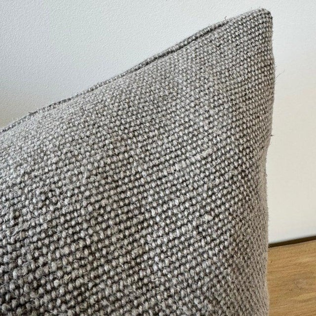 Alora Heavy Woven Textured Linen Pillow in Flax For Sale - Image 4 of 5