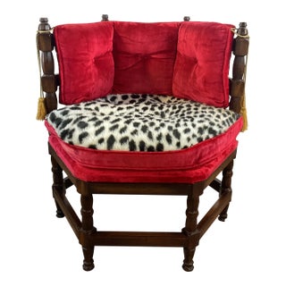 1960s Hollywood Regency Faux Cheetah Fur Print Hexagonal Lounge Chair For Sale