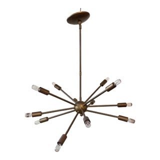 Mid-Century Atomic Bronze 12 Arm Sputnik Chandelier Circa 1950s For Sale