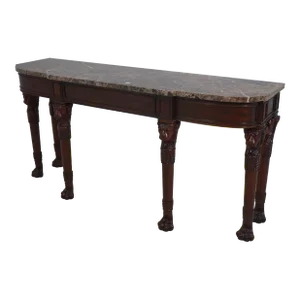 Henkel Harris Marble Top Model 5772 Lion Head Mahogany Console Table