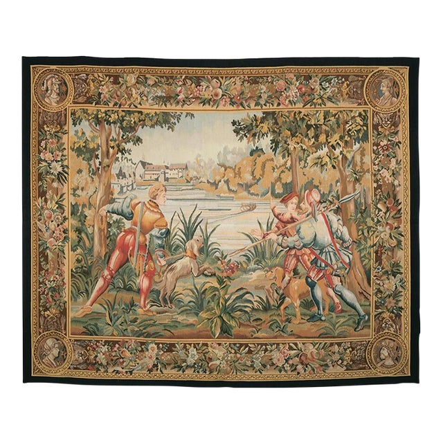 La Chasse en Foret Handwoven Tapestry - 124 X 168 Cm (4'1" X 5'6") - Requires Rod Size 4 For Sale
