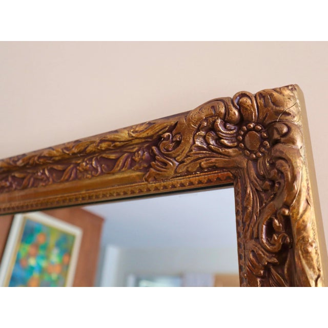 1970s Carved Floral Wood Mirror Finished in Gold Gilt For Sale - Image 4 of 7