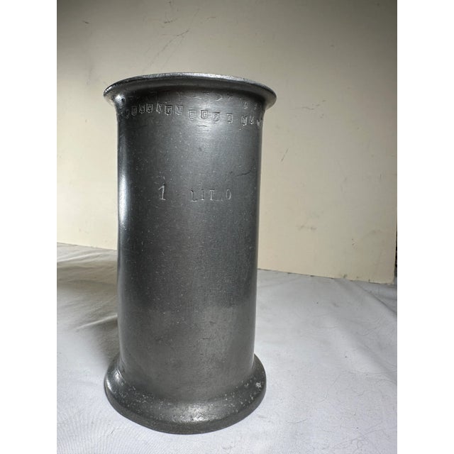 Two Antique French Heavy Pewter Measuring Tankards For Sale - Image 16 of 17