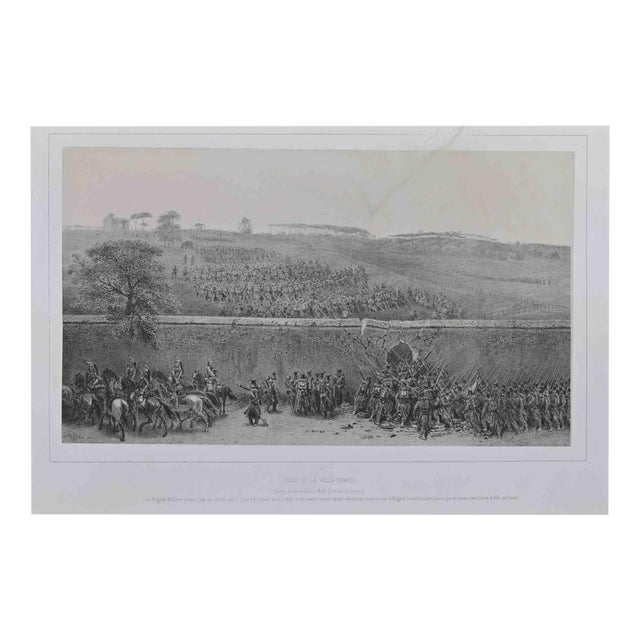 Auguste Marie Raffet, Prise de la Ville Pamfili, Etching, 1852 For Sale