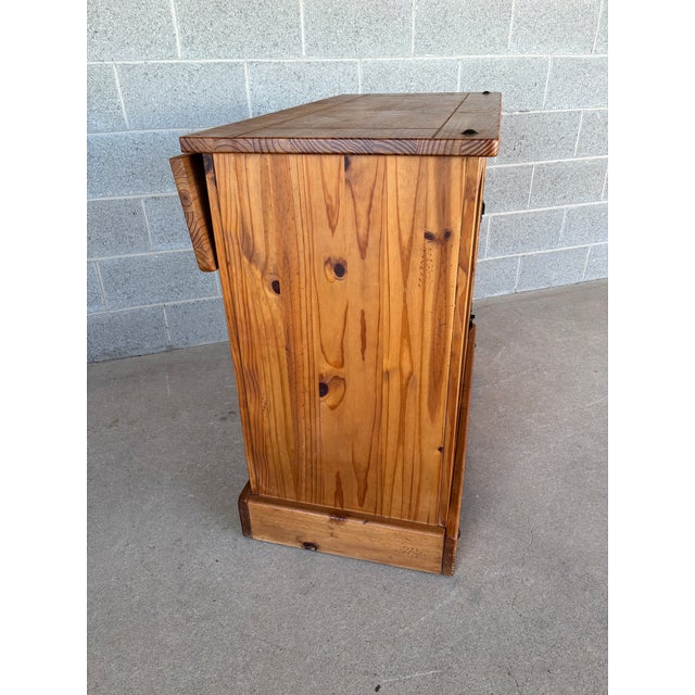 Brown Rustic Knotty Pine Drop Leaf Bar W/Wine Rack For Sale - Image 8 of 18