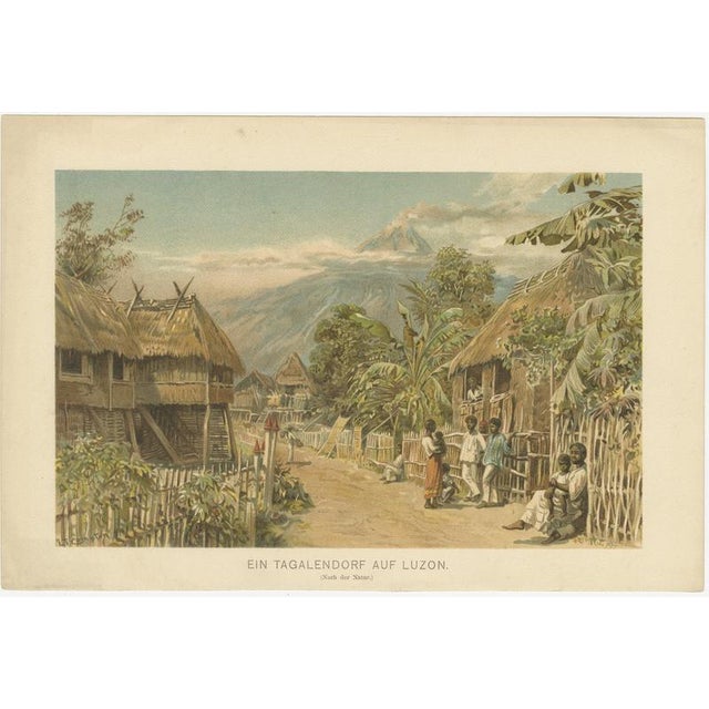 German School, Tagalog Village on Luzon Philippine Colonial Landscape Print, 1883, Paper For Sale - Image 9 of 9