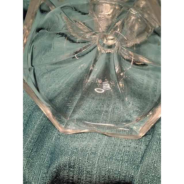 Antique Sandwich Flint Glass Whale Oil Lamp Ring & Oval Pattern Hex Base C. 1850 For Sale - Image 11 of 11