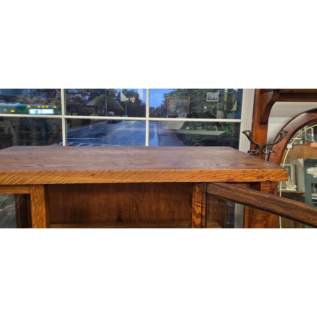 Antique Tiger Oak Empire China Cabinet For Sale - Image 10 of 12