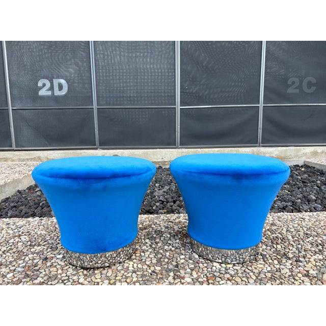 Chrome Pair of 1970s Pierre Paulin Style Mushroom Ottomans For Sale - Image 8 of 8