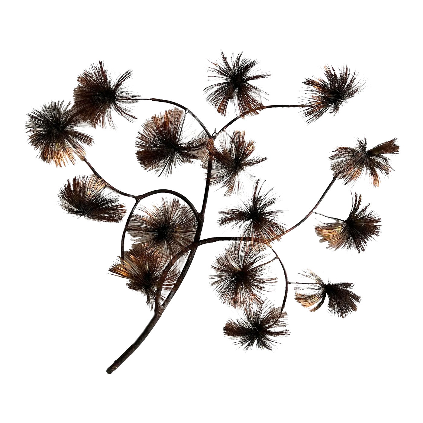 Vintage Brutalist John Steck Copper Pom Pom 'Desert Flowers' Wall Sculpture