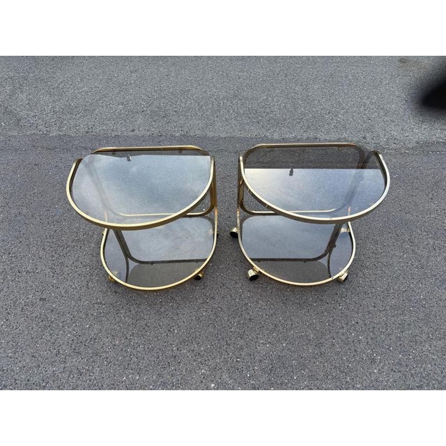 Reffelmann Mid-Century Modern Brass Nightstands, Germany, 1970s – Pair A pair of German Mid-Century Modern rolling...