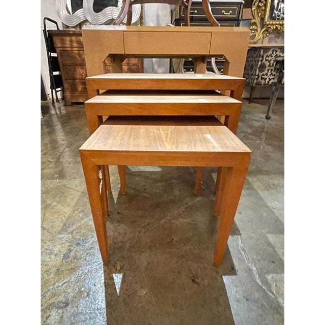 Set of Vintage Danish Oak Nesting Tables For Sale In Dallas - Image 6 of 8