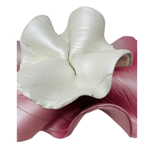 Ceramic Large 15" Keith Fortley Signed Post-Modern Sculptural Flower Centerpiece – Pink & Opalescent White For Sale - Image 7 of 17