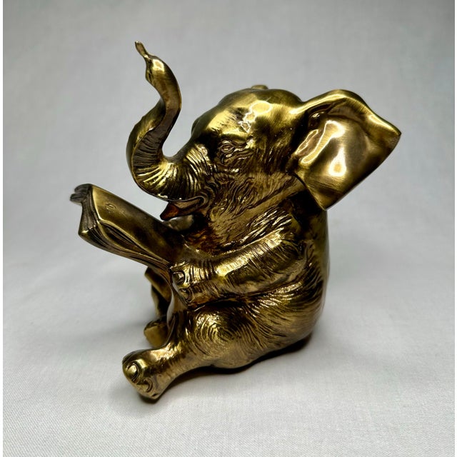 Vintage quot Literary quot Elephant Decor Object Solid Brass Chairish
