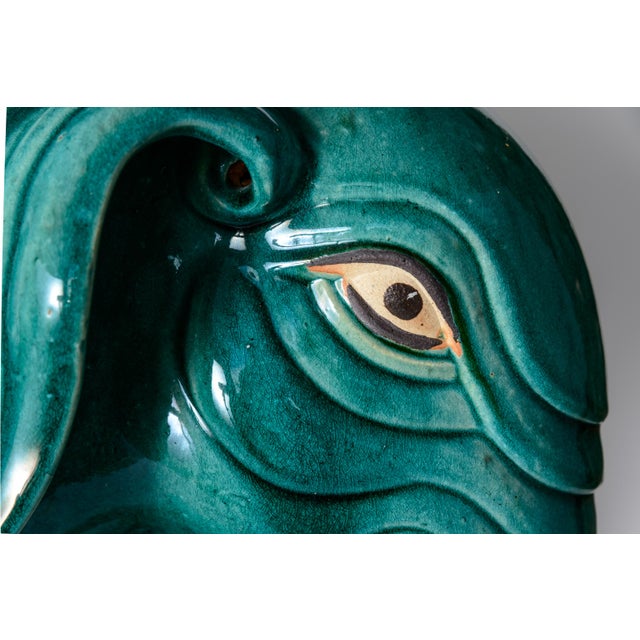 Just walked in! This vibrant hand painted figural Ceramic garden stool sculpted into the for of an Asian Elephant with its...