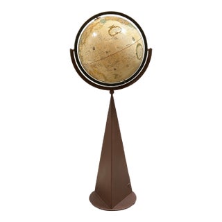 Tom Torrens Replogle World Floor Globe on Cast Metal Stand For Sale