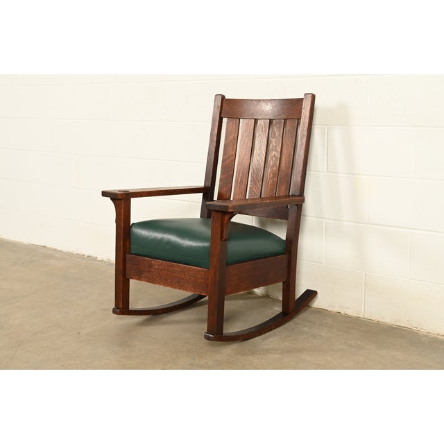 Gustav Stickley Antique Mission Oak Arts & Crafts Rocking Chair | Circa 1910 For Sale - Image 13 of 13