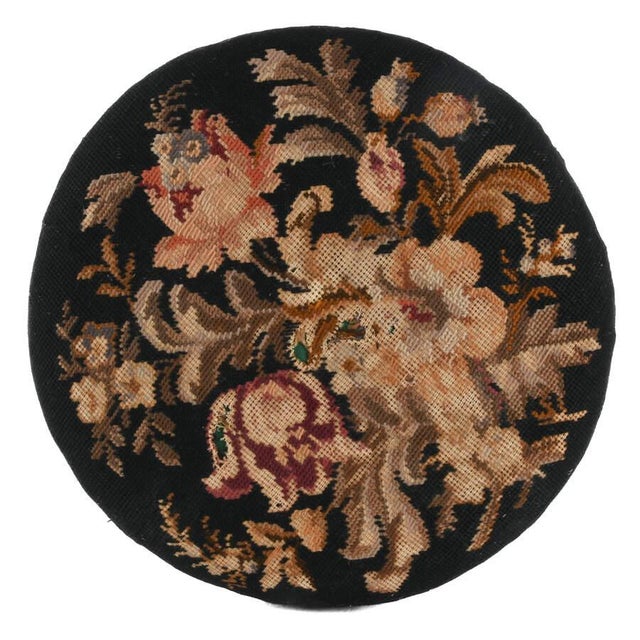 Antique 20th Century Floral Needlework Footstool For Sale - Image 4 of 7