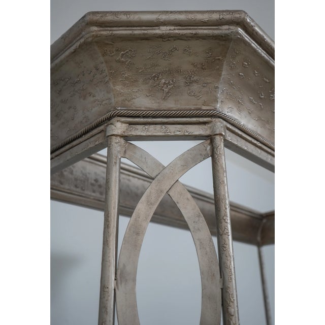 Metal Silver Finish Decorative Iron & Steel Curio Shelf For Sale - Image 7 of 11