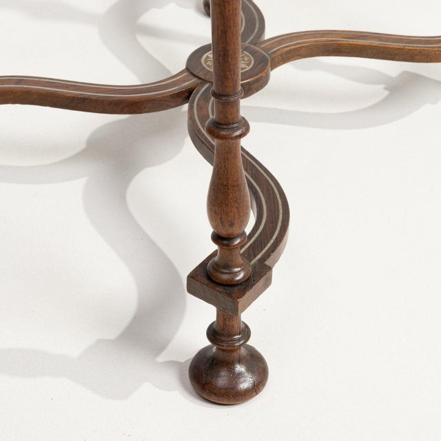 1880-1889 France Rich Walnut Brown Inlaid Walnut Side Table For Sale - Image 9 of 10