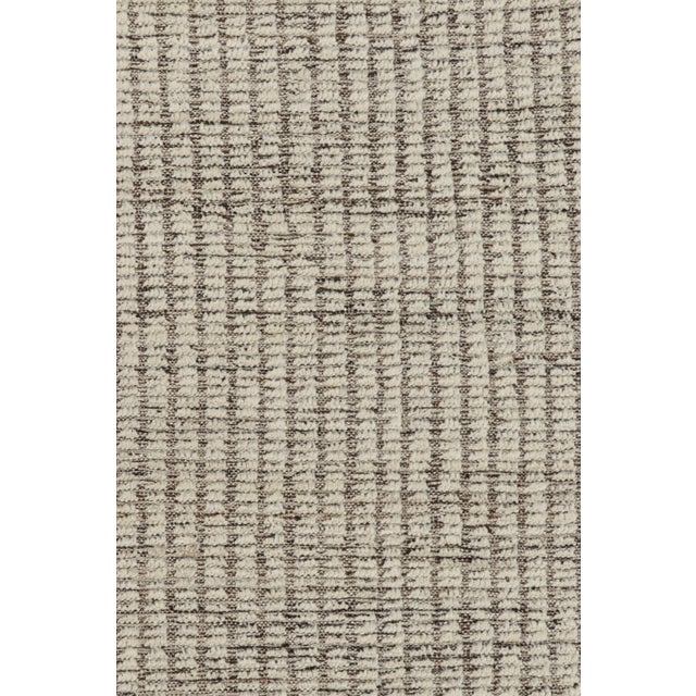 Contemporary Rug & Kilim’s Textural Kilim With White Textural Stripes and Black Accents For Sale - Image 3 of 7