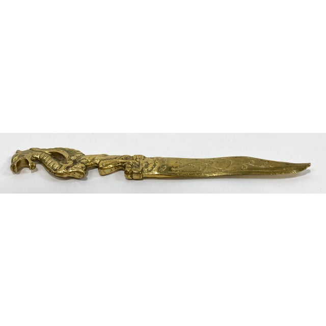 Vintage Solid Brass Dragon Letter Opener For Sale - Image 4 of 7
