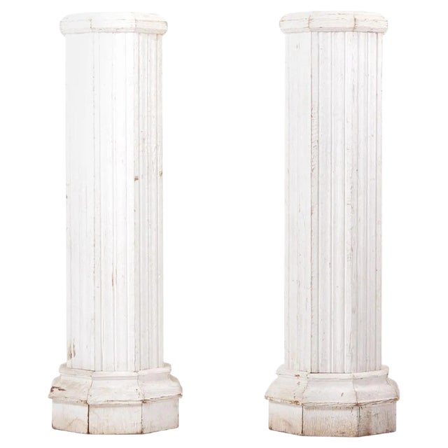 Vintage Italian Oak Pedestals, Set of 2 For Sale