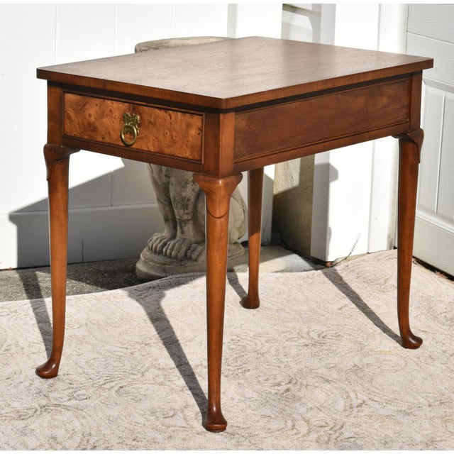 Wood Vintage Baker Country French Style Side Table W/Drawer For Sale - Image 7 of 12