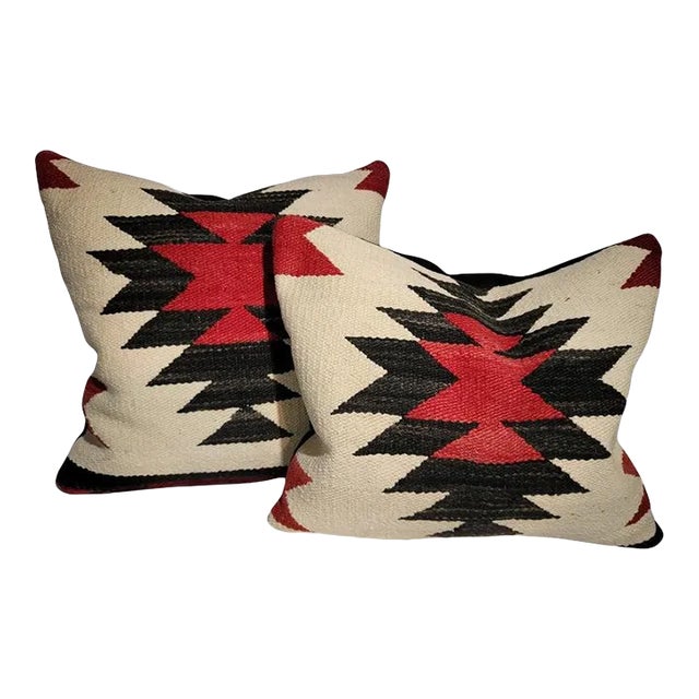 Vintage Hand Made Woven Pillows-Pair For Sale