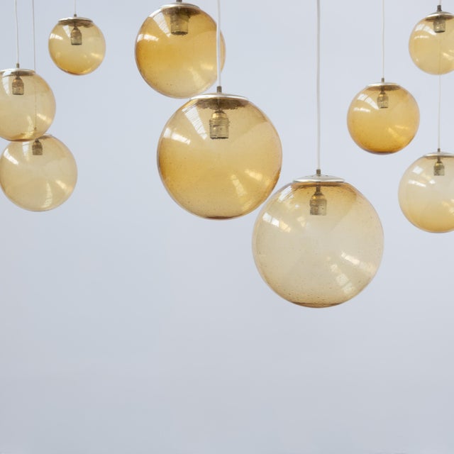 Vintage Parscot Pendant Light in Bubbled Glass, 1970 For Sale - Image 3 of 12