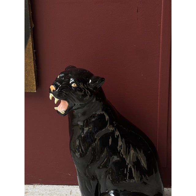 Mid-Century Modern Italian Artist, Black Panther, 1960s, Terracotta For Sale - Image 3 of 13