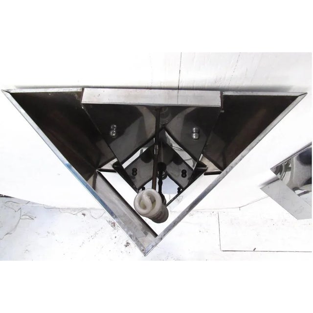 Pair of Mid-Century Modern Angular Chrome Wall Sconces For Sale - Image 4 of 7