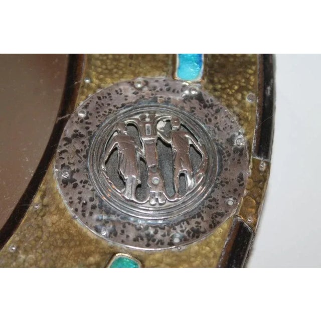 Wood Mid-Century Modern Folk Art Sterling Silver and Brass on Wood Mirror For Sale - Image 7 of 13