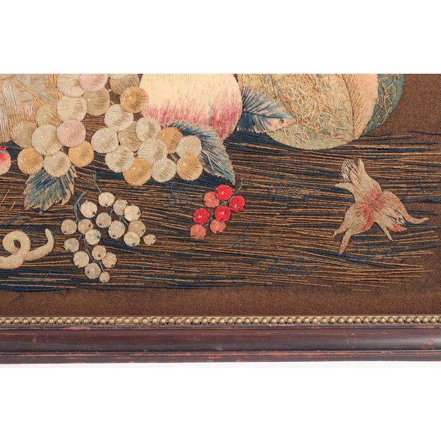 Regency Wool and Silk Threadwork Picture: Still Life of Fruit With Birds For Sale - Image 11 of 16
