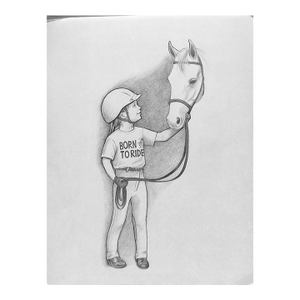 Our First Riding Lesson 2001 Graphite Drawing