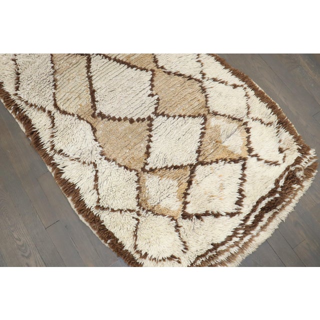 Brown Vintage Zabihi Collection Brown Ivory Small Moroccan Plush Rug - 2'8" x 5'10" For Sale - Image 8 of 9