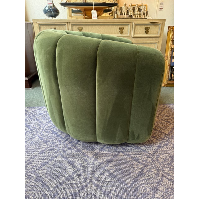 Vuue for Cb2 Fitz Modern Channeled Velvet Swivel Chair For Sale - Image 11 of 12